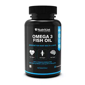 NutritJet Omega 3 Fish Oil 1000mg High Strength with 550 mg EPA and 350 mg DHA – 60 Capsule
