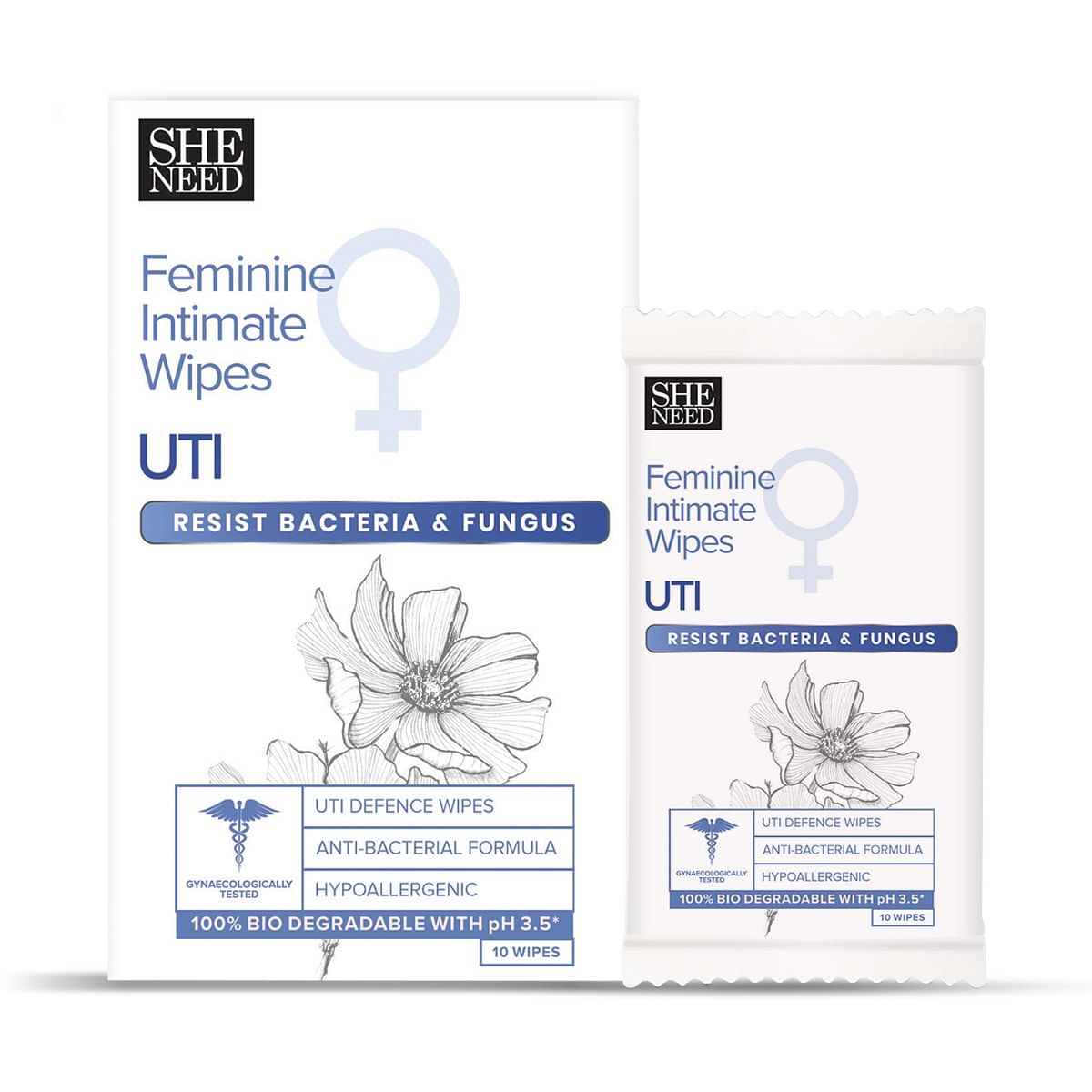 

SheNeed Feminine Intimate Wipes for UTI(10 Wipes)