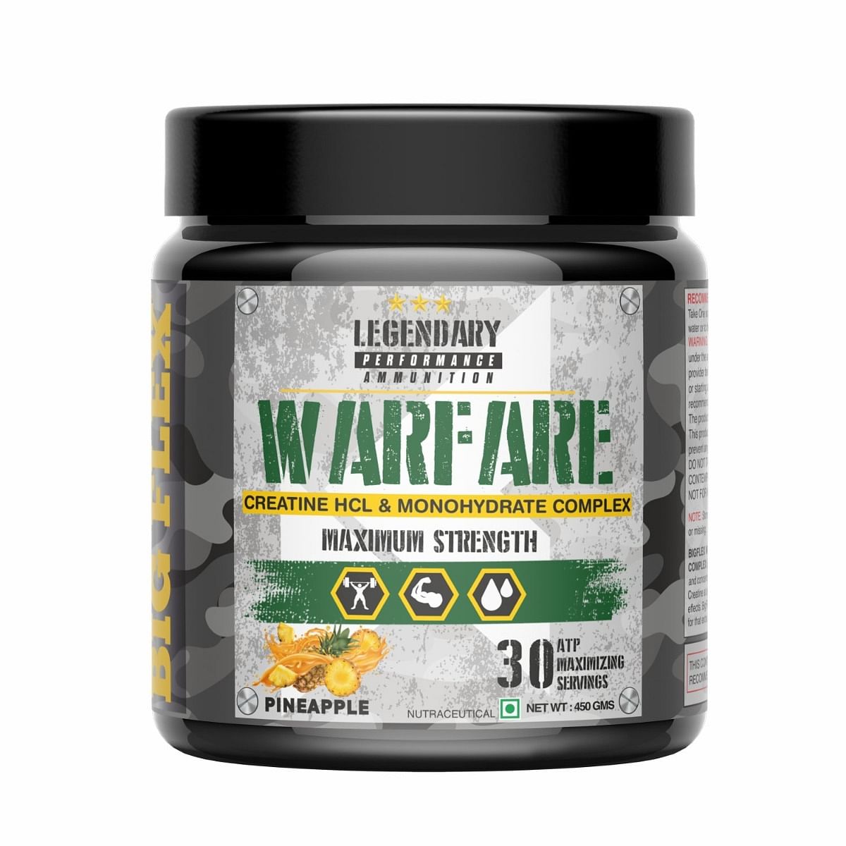 

Big Flex Warfare Creatine, 3g Citrulline Malate , 2g Creatine Hcl, 1g Creatine Monohydrate 450 g - 30 servings - Pinneapple Flavour