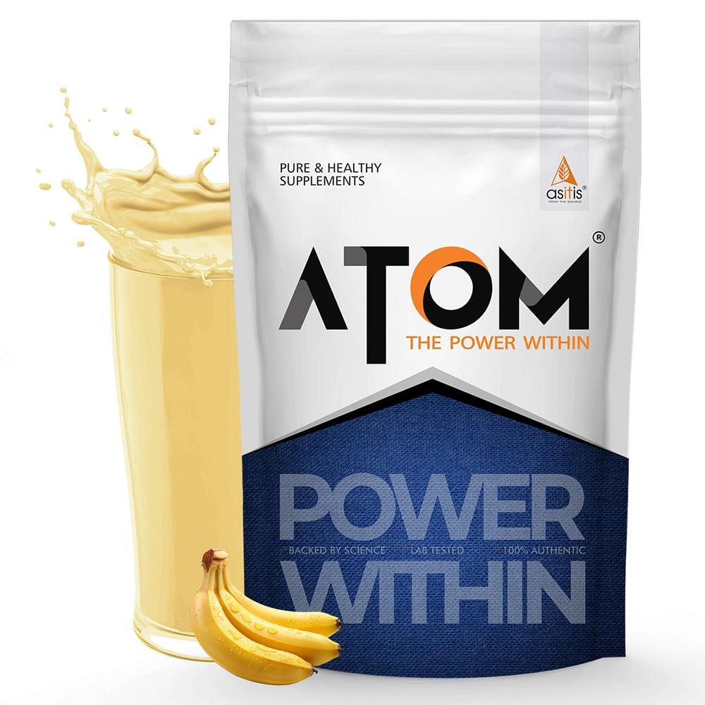 

AS-IT-IS ATOM Mass Gainer 1 Kg | Pack of 13 servings | 5:1 Carb-Protein Ratio | Powered with BCAA, L-Glutamine, Tribulus, Ashwagandha | Banana Flavour