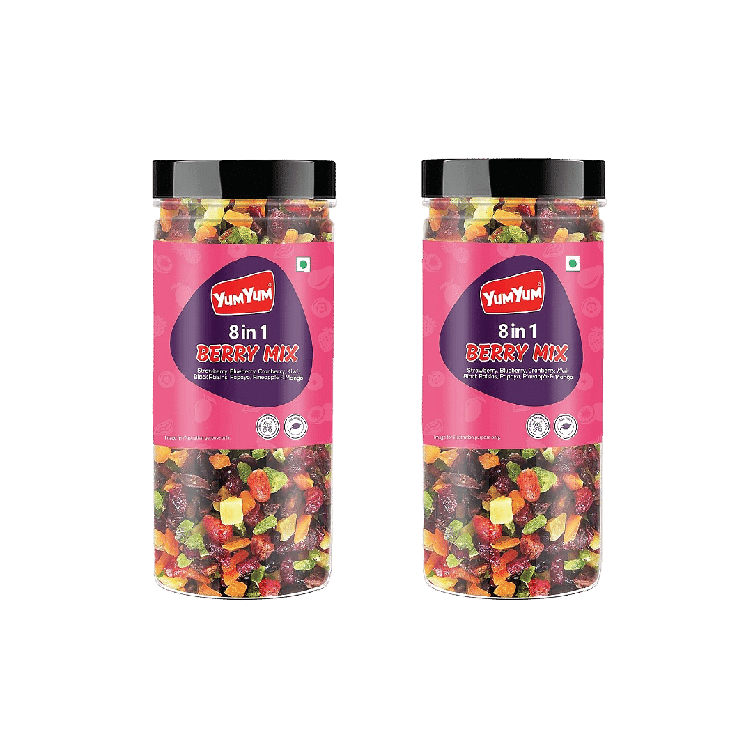 

Yum Yum 8 in 1 Berry and Fruits Mix | Dried Berries | Healthy Snacks | Cranberry | Strawberry | Blueberry | Kiwi | Papaya | Pineapple | Mango | Bl...