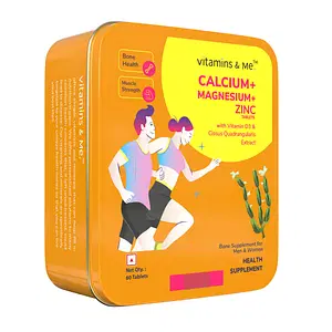 Vitamins & Me Calcium + Magnesium + Zinc with Vitamin D3 for Men & Women, Supports Stronger Bones, Immunity & Muscle Health 60 Calcium Tablets