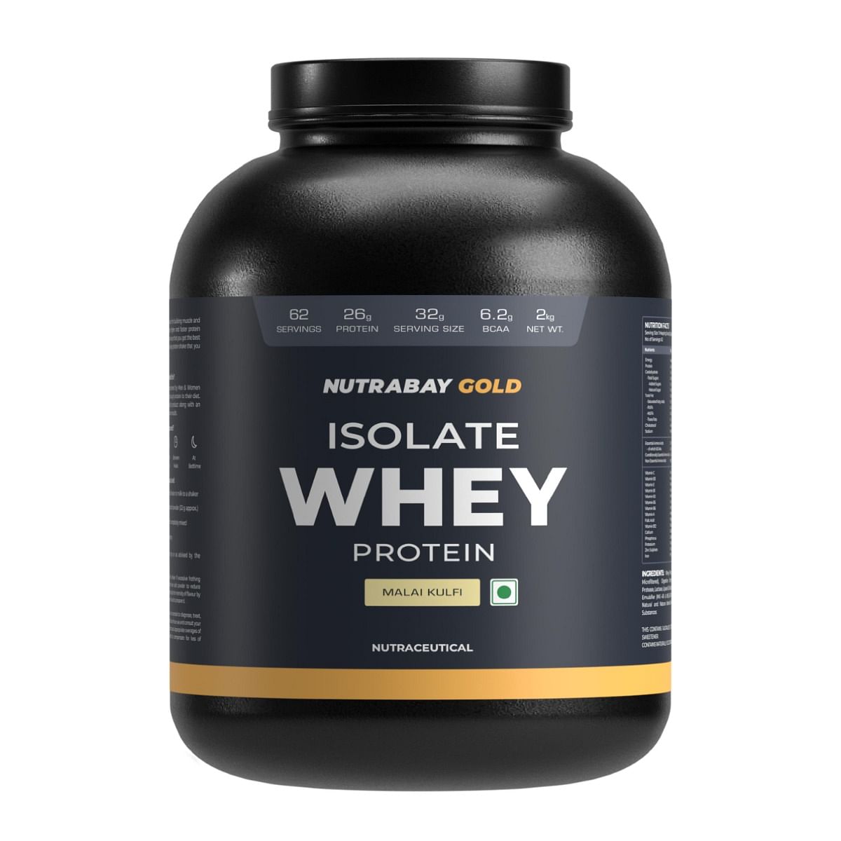 

Nutrabay Gold 100% Whey Protein Isolate with Digestive Enzymes & Vitamin Minerals, 26g Protein | Protein Powder for Muscle Support & Recovery - Mal...