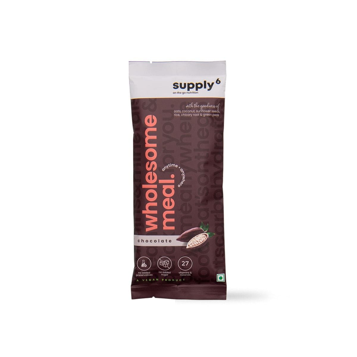 Supply6 Wholesome Meal for Weight Management | Sugar-free Drinkable Meal| High Protein, High Fibre & Essential Nutrients | 100% Meal Replacement | For Adult Men & Women - (10 Meals of Chocolate Flavour)