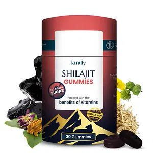 Kindly Health Pure Original Himalayan Shilajit/Shilajeet Gummies for Strength, Stamina & Energy| Immunity Booster with Gokshura and Vitamins C, D, B9, B12 | No Added Sugar |  Natural Berry Flavour| (30 gummies)