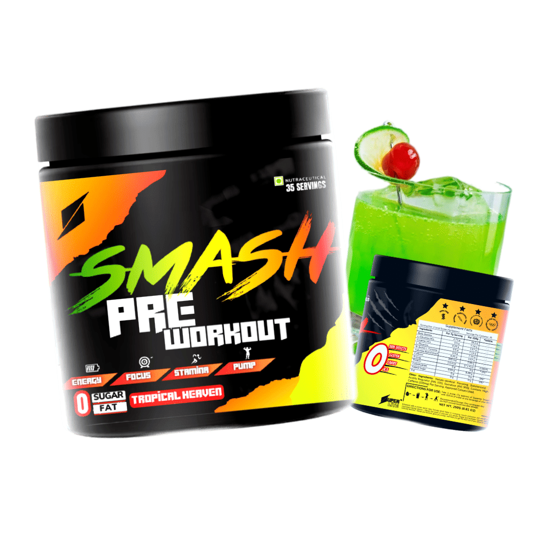 

Superlite™ Smash Pre Workout + Shredder Formula (Tropical Heaven Flavor, 35 Serves) | No Side Effects with Pump/Stamina/Endurance/Focus Blends