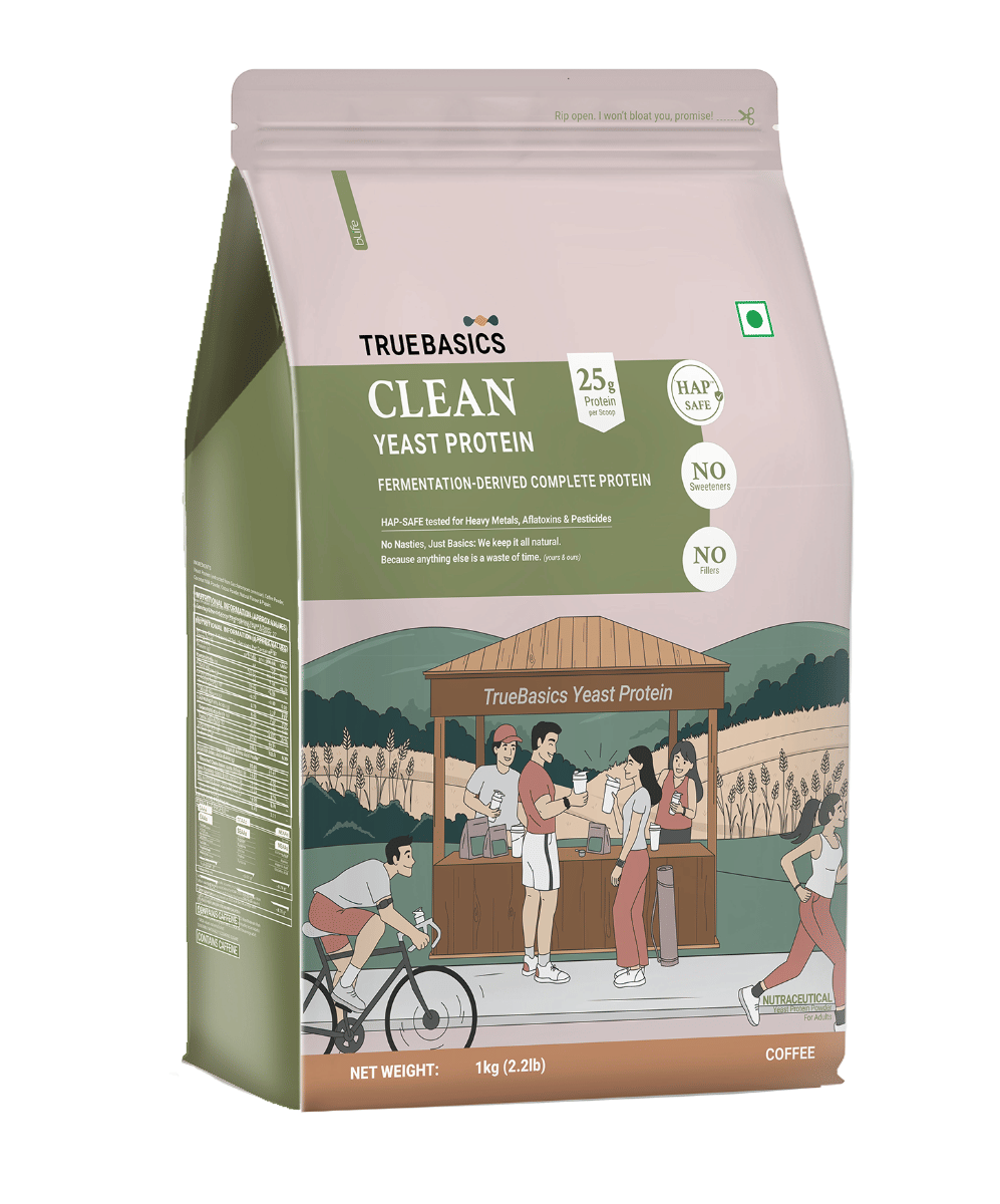 TrueBasics Clean Yeast Protein Powder (Coffee, 1kg) | 25g Protein per Scoop | Fermentation-Derived Complete Protein-picture-22