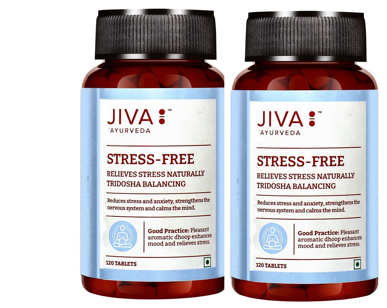 

Jiva Ayurveda Stress-Free Tablets | Effective Ayurvedic Treatment for Stress & Anxiety | De-Stress |120 Tablets | Pack of 2