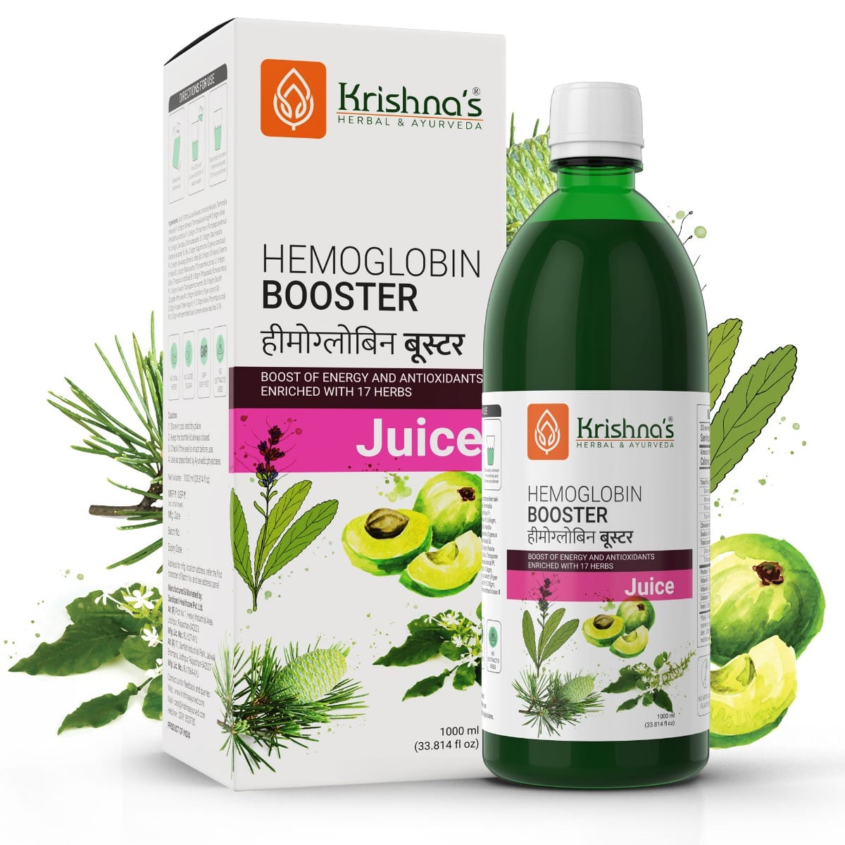 

Krishna's Hemoglobin Booster Juice - 1000 ml | Helps to improve your Haemoglobin Count