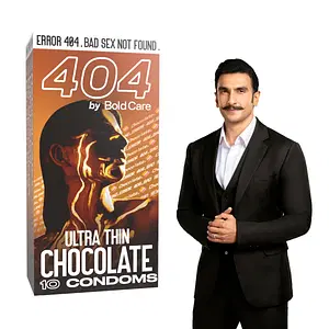 404 by Bold Care Super Ultra Thin Chocolate Flavored Condoms For Men, 60 Microns, 10 Units