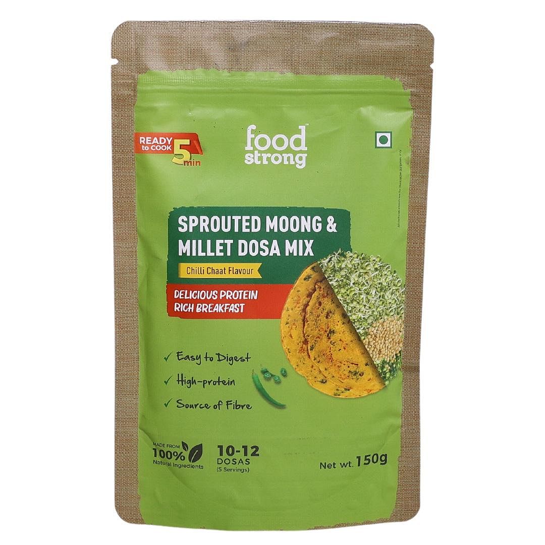 

Foodstrong Sprouted Moong Dosa Mix | Chilli Chat | 150g