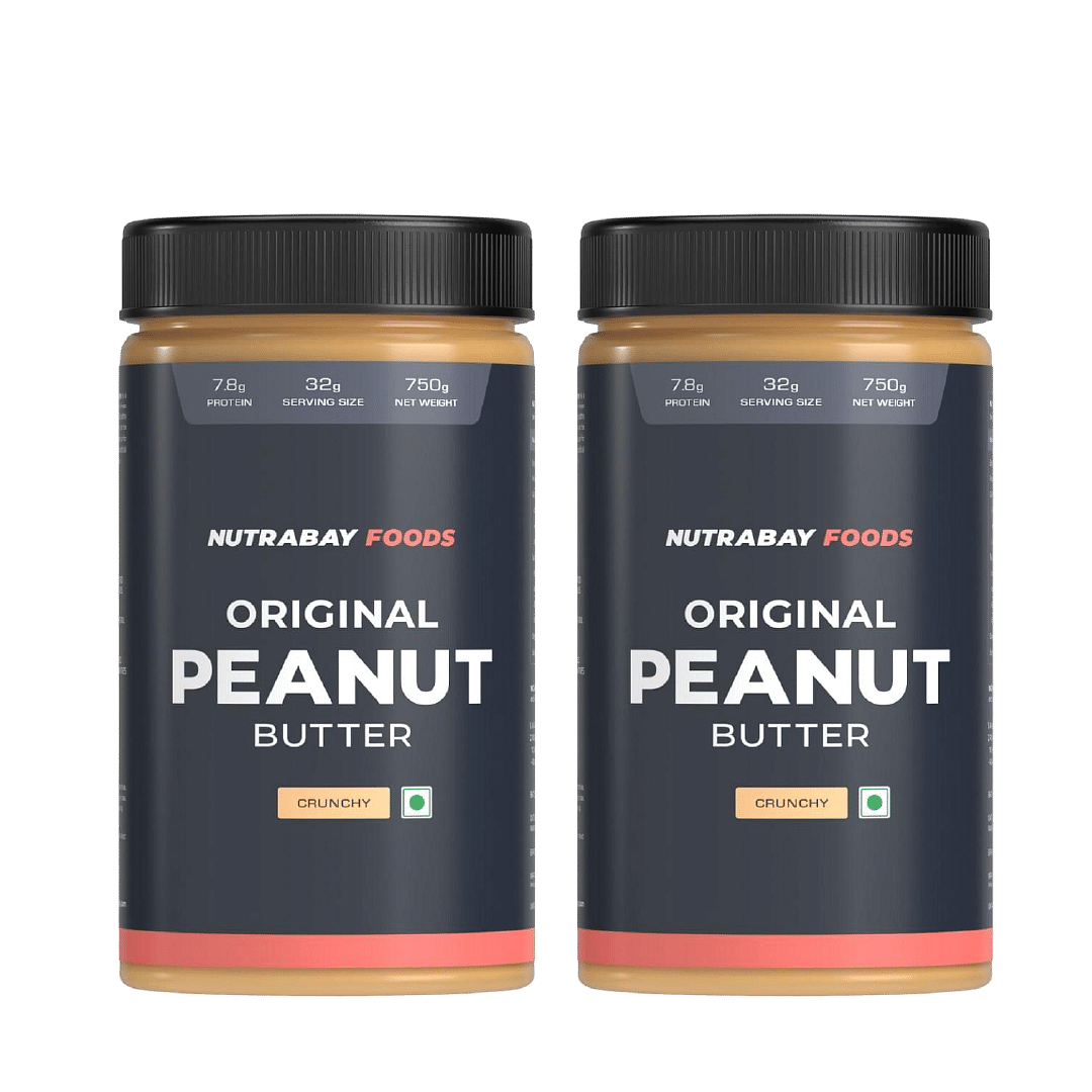 

Nutrabay Foods Original Peanut Butter (Crunchy) - 750G | 100% Roasted Peanuts, 28G Protein | Zero Cholesterol, Vegan Friendly, No Added Preservati...