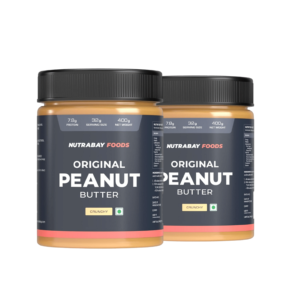 

Nutrabay Foods Original Peanut Butter (Crunchy) - 400G | 100% Roasted Peanuts, 28G Protein | Zero Cholesterol, Vegan Friendly, No Added Preservati...