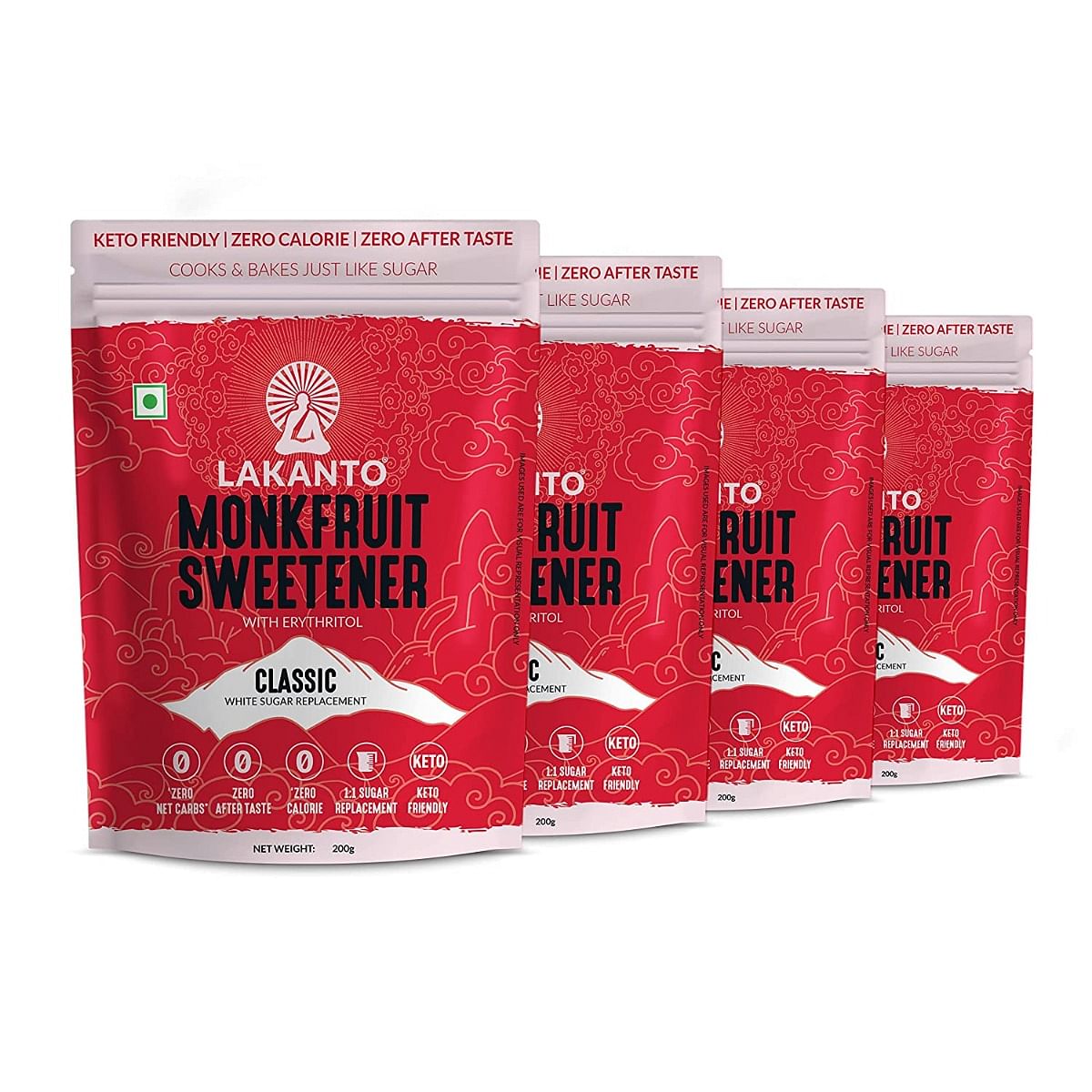 Lakanto Classic Monkfruit Sweetener 200g Pack Of 4 1 1 White Sugar Replacement Zero Calories