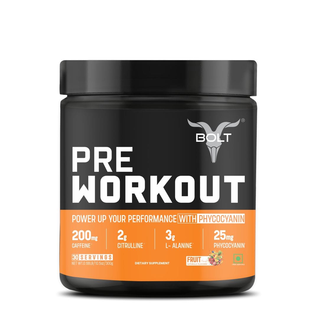 

Bolt Nutrition Pre Workout Supplement | 300 grams,30 Servings |With Caffeine Powder, Citrulline Malate, B-Alanine, Taurine For Explosive Energy, Pu...