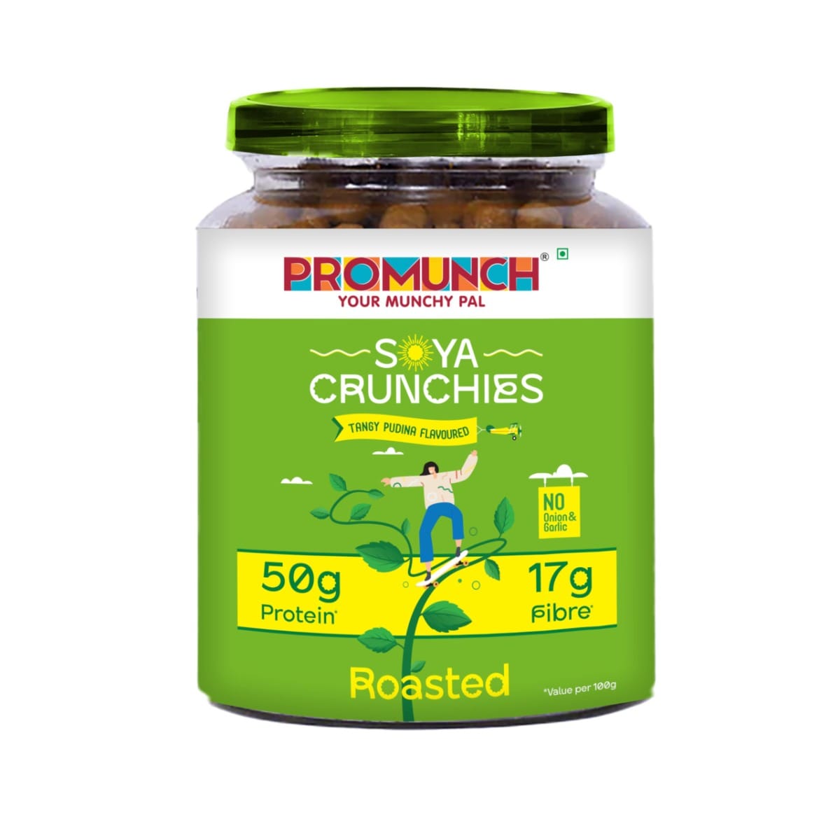 

PROMUNCH Soya Crunchies | Vegan | High-Protein | Healthy | Pack of 1, Flavour: Tangy Pudina, 270g