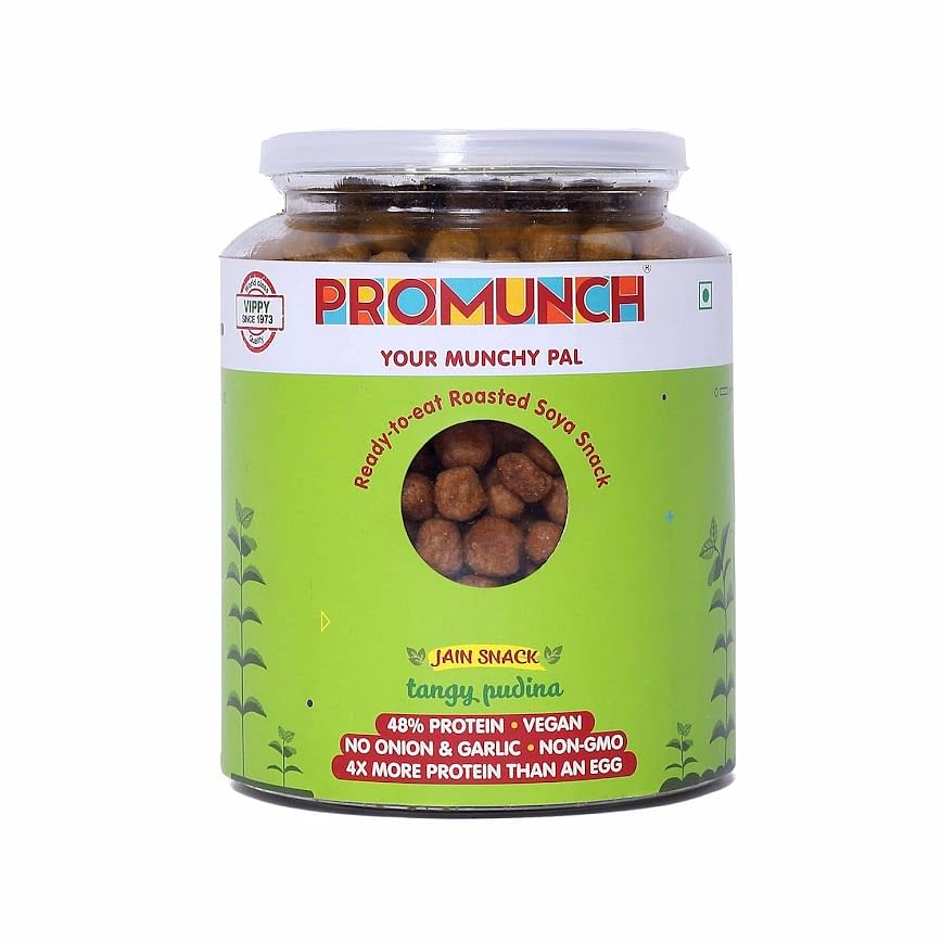 

PROMUNCH Ready To Eat Roasted Crunchy Healthy Soya Snacks| Non GMO | Vegan | Pack of 1, Flavour: Tangy Pudina, 300 g