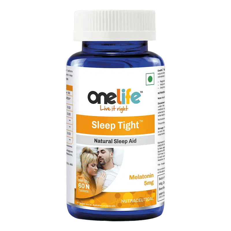 

Onelife Sleep Tight Melatonin 5mg Support Reduce Stress & Anxiety - Helps Improve Relaxation & Natural Sleep Cycle - 60 Tablets (Pack Of 1)