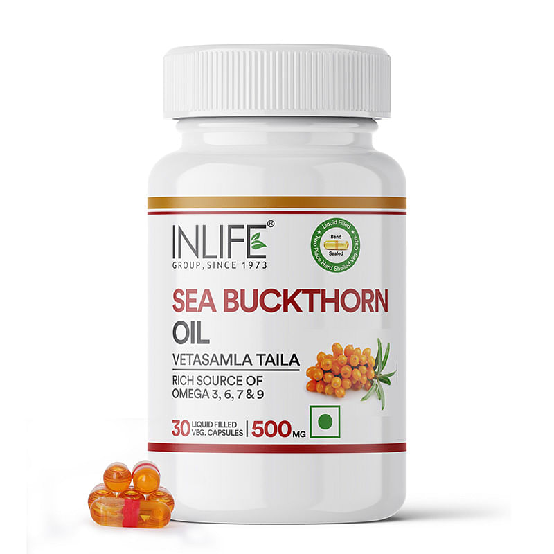 

INLIFE Sea buckthorn Seed Oil (500mg) Omega 3,6,7,9-30 Veg Capsules Supplement
