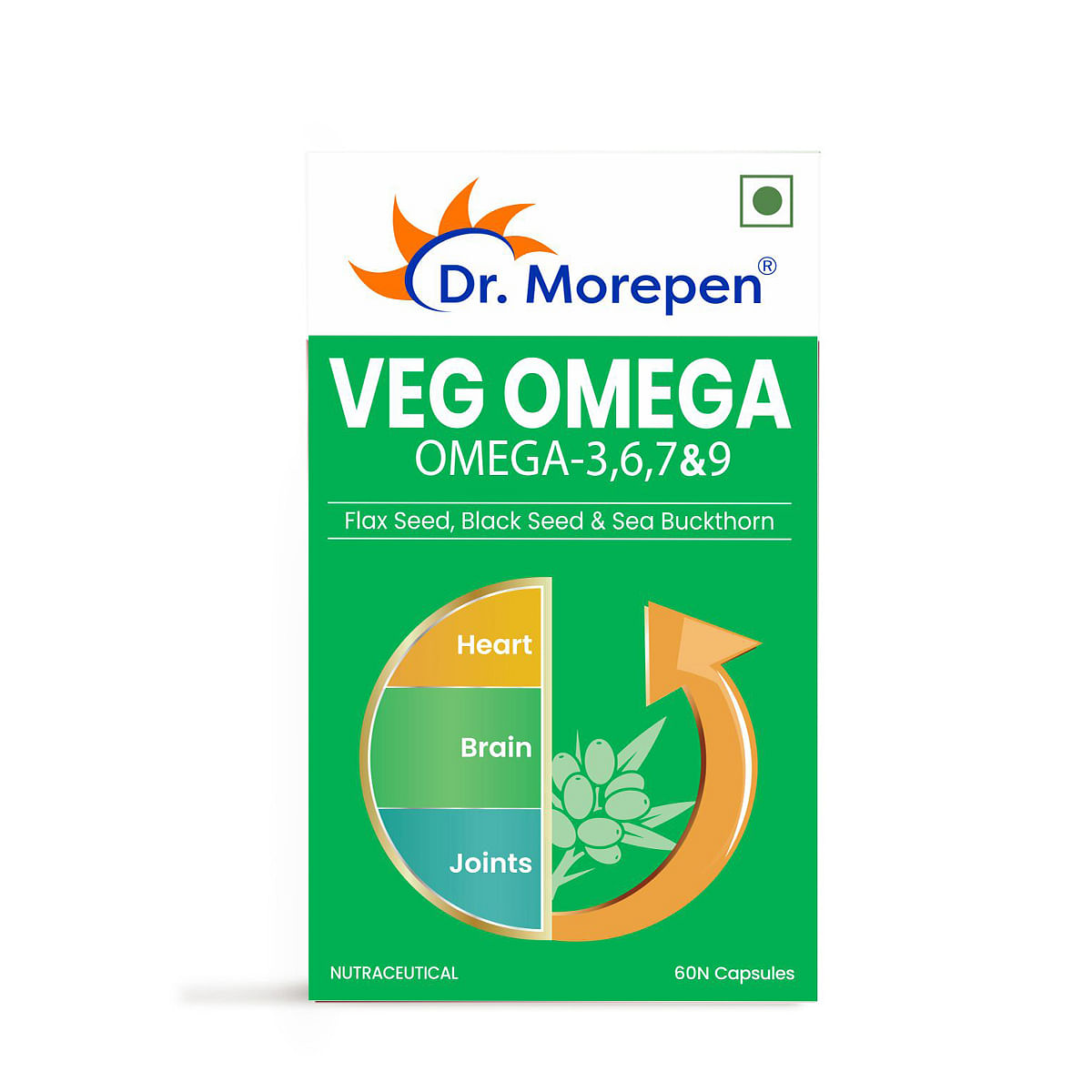 

DR. MOREPEN Omega 3 6 7 9 Vegetarian Capsules 500mg | Flax Seed, Black Seed & Sea Buckthorn | 100% Safe & Natural| Natural Dietary Supplement - 60 ...