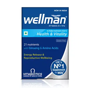Wellman  - Health Supplements (21 Essential Vitamins and Minerals, With Added Ginseng And Amino Acids) - 30 Tablets 