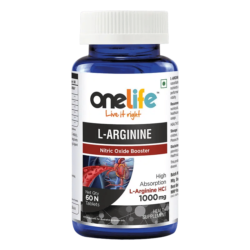 

Onelife L-Arginine 1000mg Nitric Oxide Booster Supplement for Muscle Growth, Stamina, Recovery, Immune Booster and Energy - (Pack Of 1)Tablets 60 C...