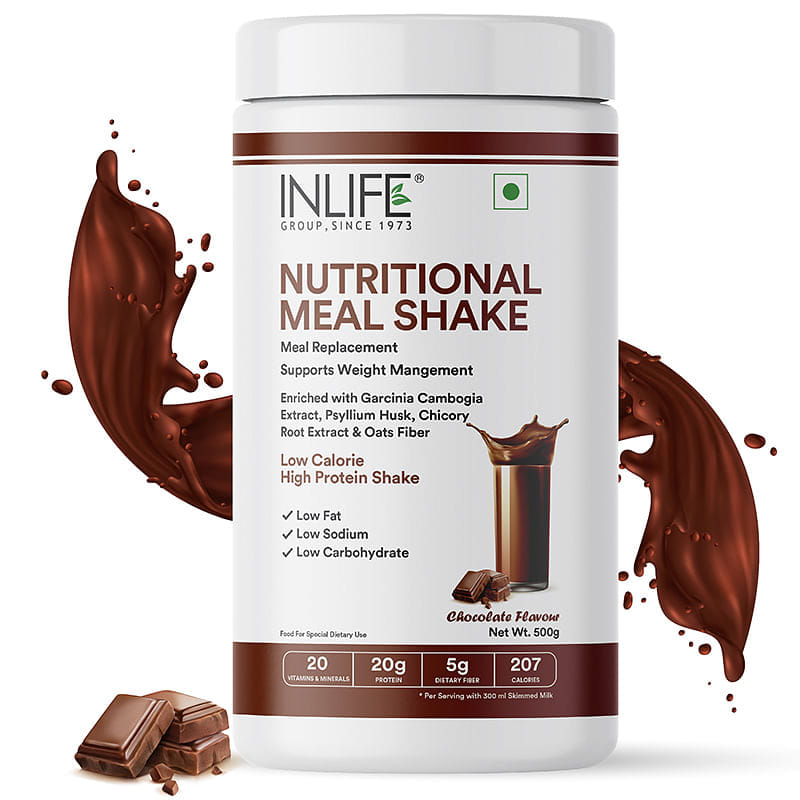 INLIFE Meal Replacement Shake For Weight Management, Nutritional Meal Protein Powder, Low Calorie High Protein, Sugar Free (20g Protein, 5.7g Fiber, 212 calories) - 500g