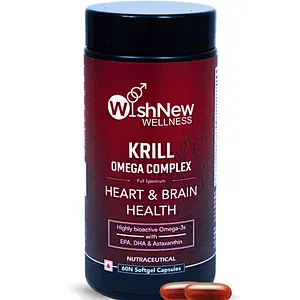 WishNew Wellness KRILL OMEGA COMPLEX, 60 Softgel Capsules | Full-Spectrum Heart & Brain Health Formula | Serving Size: 2 Softgels Daily