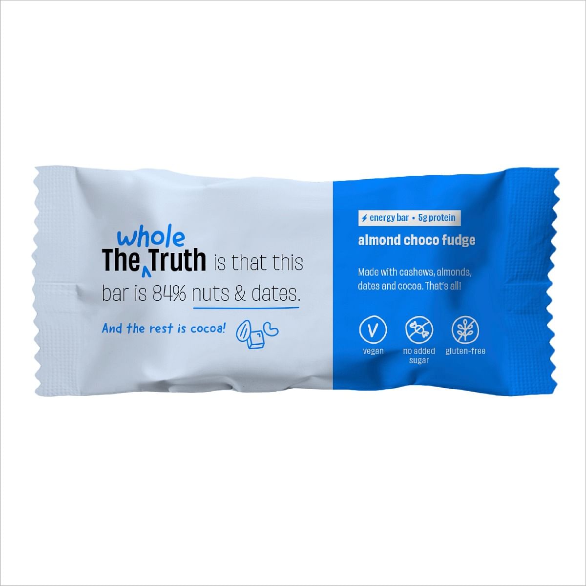 

The Whole Truth - Energy Bars | Almond Choco Fudge | 6 Bars x 40g | Dairy Free & Sugarfree | No Artificial Sweetener | Vegan | No Preservatives | A...