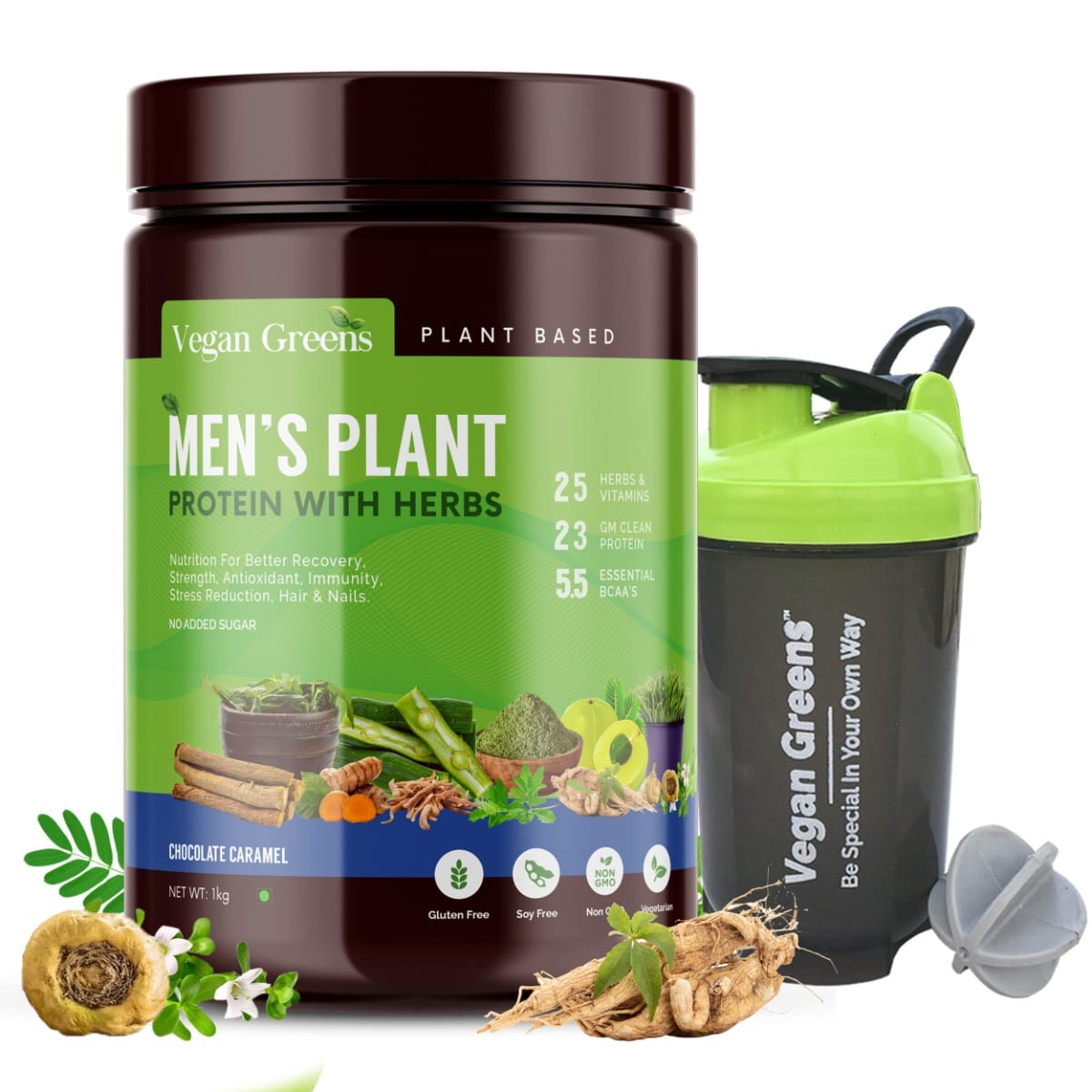 

Vegan Greens Men Clean Plant Protein With Ayurvedic Herbs [Added Vitamins, Minerals & Herbs For Lean Muscle Growth, Stamina, Metabolism, Immunity, ...