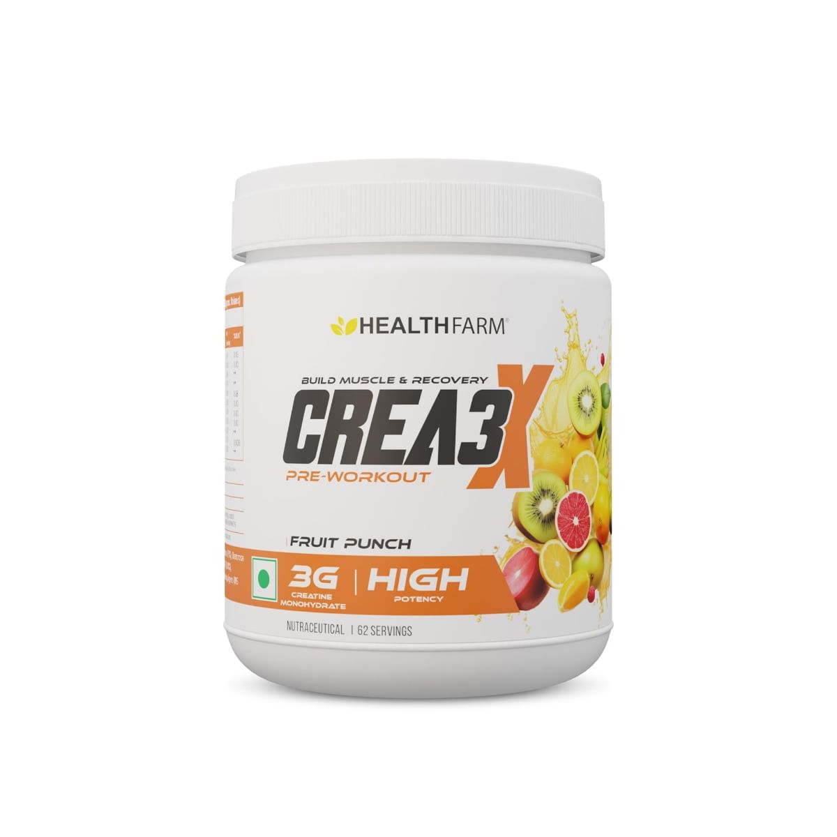 

Healthfarm Crea3x Pre Workout Powder 250g 3g Creatine Monohydrate 62 Servings (250G FRUIT PUNCH)