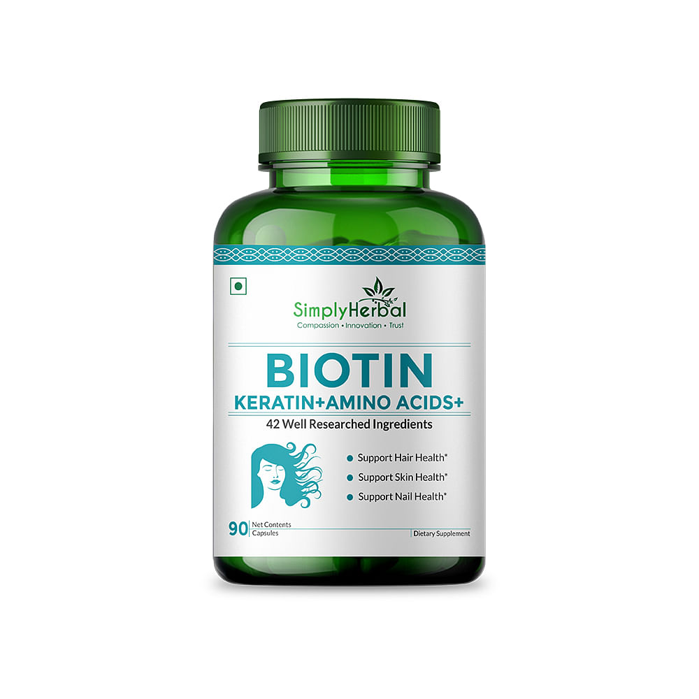 

Simply Herbal Natural Biotin Vitamin B7 Capsules for Hair & Skin For Men Women – 90 Capsule