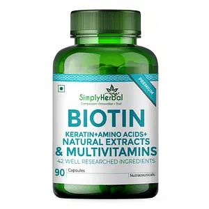 Simply Herbal Natural Biotin Vitamin B7 Capsules for Hair & Skin For Men Women – 90 Capsule 