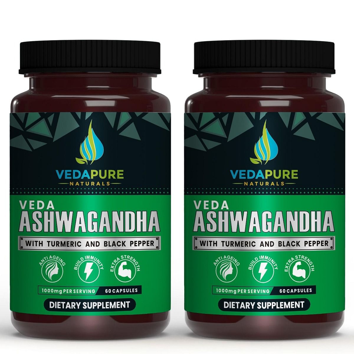 

VEDAPURE Veda Ashwagandha|Aswagandha for stress relief & anxiety relief | Supports Strength, Stamina & Energy | - 60 Capsules (PACK OF 2)