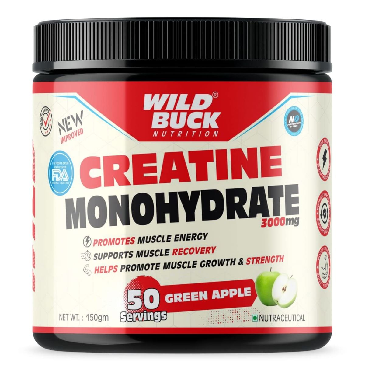 

WILD BUCK Creatine Monohydrate Powder, Strength, Reduce Fatigue, 100% Pure Creatine, Lean Muscle Building, Supports Muscle Growth, Athletic Perform...