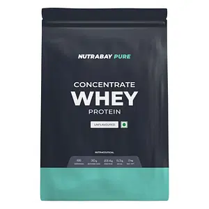 Nutrabay Pure Whey Protein Concentrate 2kg | 66 Servings |Unflavoured | 23.4g Protein | Build Muscle | Fast Recovery