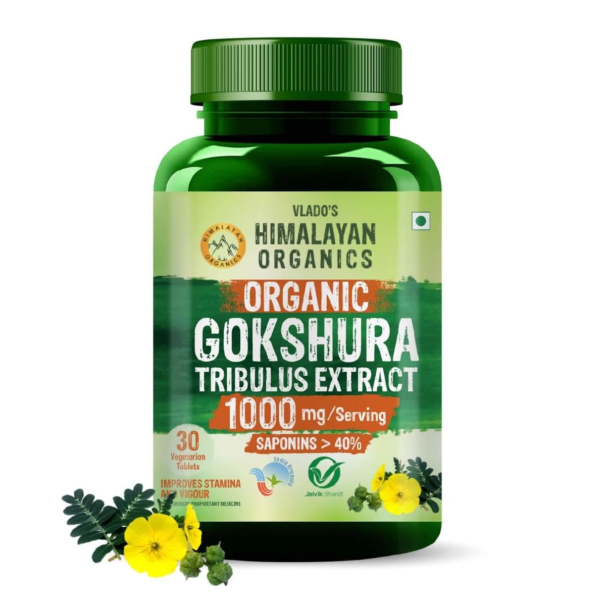 

Vlado's Himalayan Organics - Organic Gokshura Tablets - 1000mg Gokhru / Serving - Tribulus Terrestris for Men & Women | Improves Energy, Muscle Str...