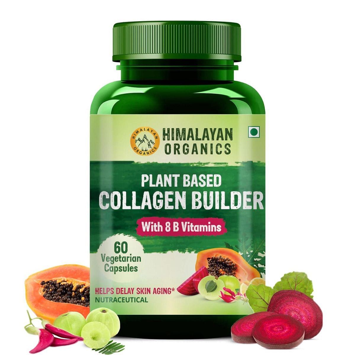 

Himalayan Organics Plant Based Collagen Builder for Hair and Skin with Biotin and Vitamin C - 60 Veg Capsules
