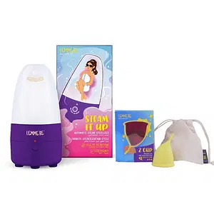 Lemme Be Menstrual Cup Sterilizer | Along With Measurement Cup | Kills 99.9% Germs With Steam in 3 Minutes | Automatic Power Off | Steam Sterilizer + Z Cup (Small, Lemon Yellow) Combo 20 ml