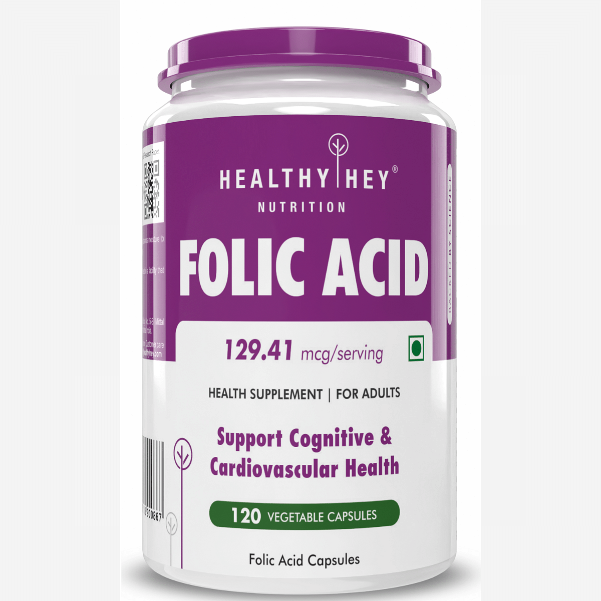 

HealthyHey Nutrition Folic Acid - 120 Veg Capsules