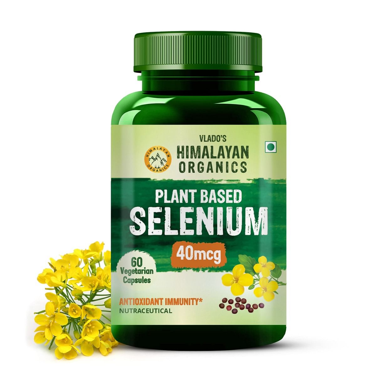 

Vlado's Himalayan Organics Plant Based Selenium 40mcg | Good For immune Support | Promote Heart Health And Cardiovascular System - 60 veg Capsules