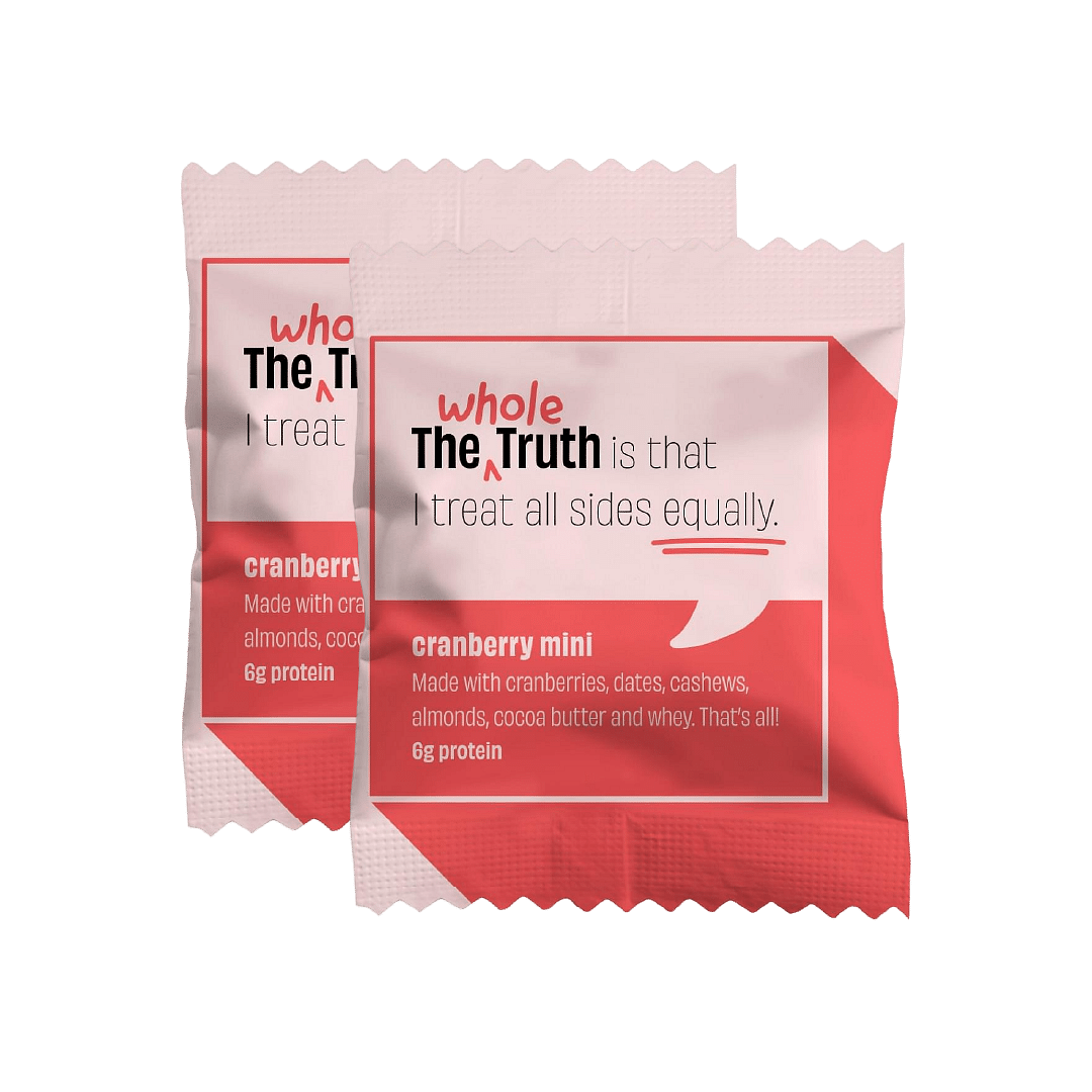 

The Whole Truth - Protein Bars Mini | Cranberry | 8 Bars x 27g each | No Added Sugar | No Preservatives | No Artificial Sweeteners | No Gluten or S...