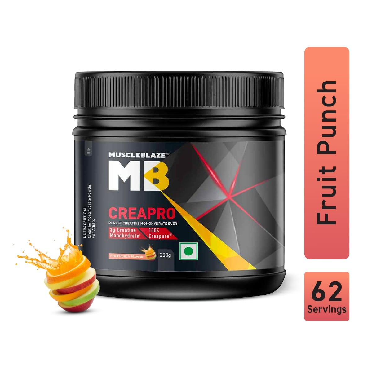 

MuscleBlaze CreaPRO Creatine Monohydrate with Creapure®️ (Fruit Punch, 62 Servings, 250g)