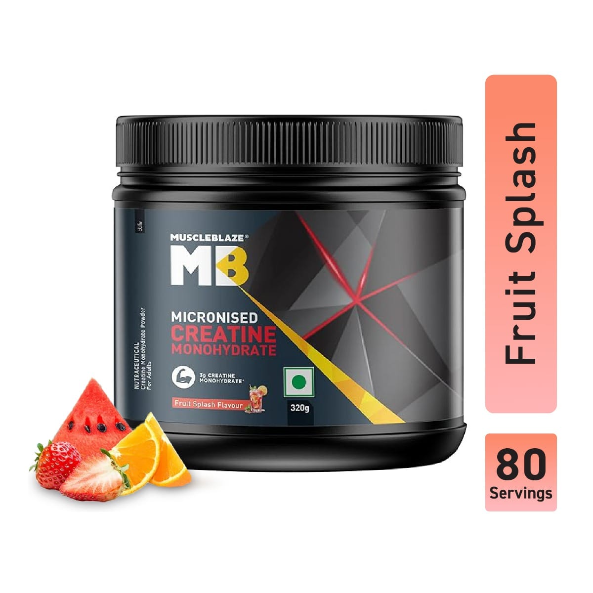 

MuscleBlaze Micronized Creatine Monohydrate Powder, Fruit Splash (80 Servings, 320g)