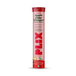 PLIX World's First Apple Cider Vinegar 15 Effervescent Tablets, Pack of 1 (Apple) with vitamin B12 100% vegan No added Sugar Easy to consume Gluten Free