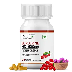 INLIFE Berberine HCL 500mg Supplements with Milk Thistle & Turmeric Extract | Glucose Metabolism, Heart Health, Digestion & Immune Support for Men & Women Overall Health - 60 Veg Capsules