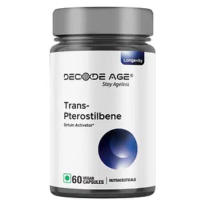 Decode Age Trans-Pterostilbene for Enhanced Longevity and Antioxidant Support, 100mg - 60 Veg Capsules