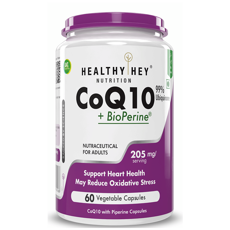 

HealthyHey Nutrition CoQ 10 + Bioperine - 205mg/serving - 60 Vegetable Capsules