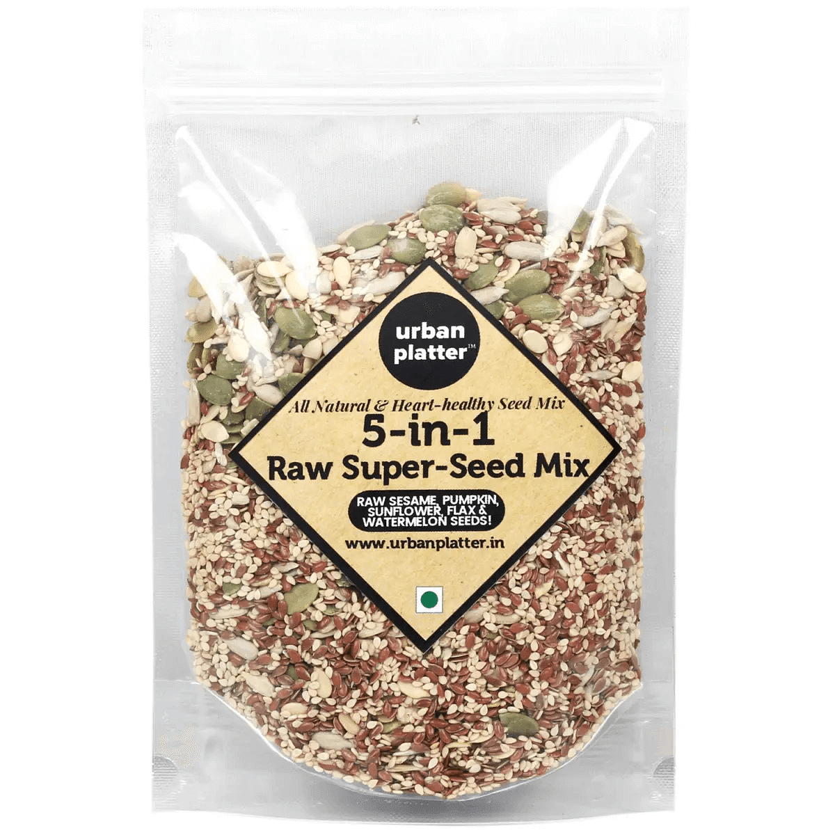 

Urban Platter 5-in-1 Raw Seeds Mix [Raw Sunflower Seeds, Pumpkin Seeds, Flax Seeds, Sesame Seeds, Watermelon Seeds], 400g