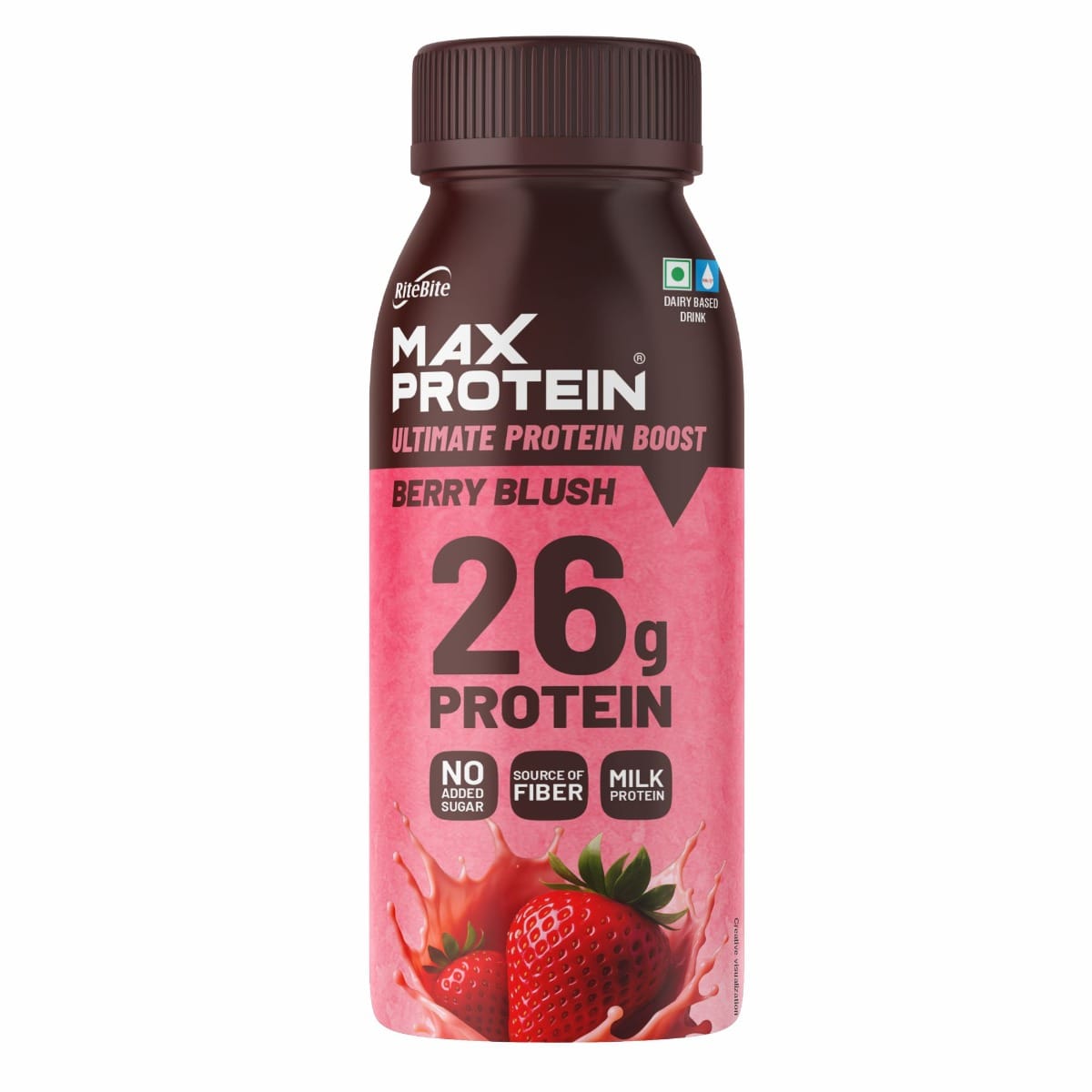 

RiteBite Max Protein Ready-to-Drink Pritein Shake, 26g Milk Protein, No Added Sugar, Gluten Free | Berry Blush, 250ml